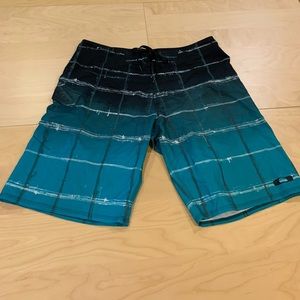 Oakley Ombré Plaid Swim Trunks